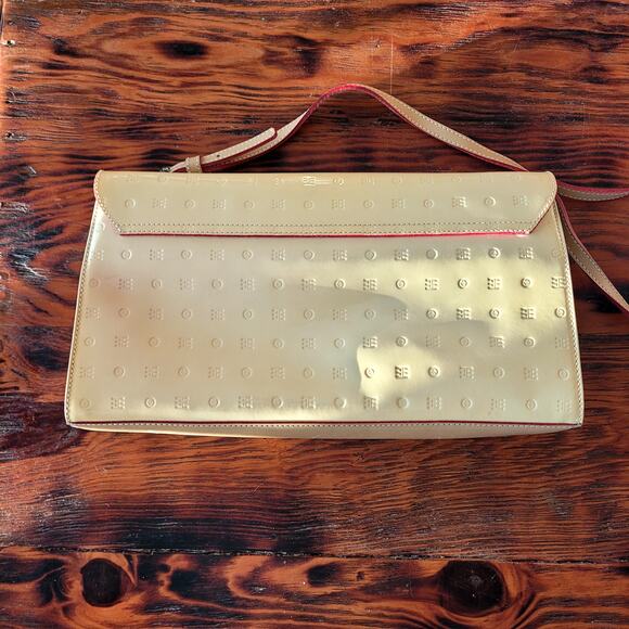 Arcadia Cream Patent Leather Purse Shoulder Bag Made in Italy Adjustable Strap - Picture 7 of 7